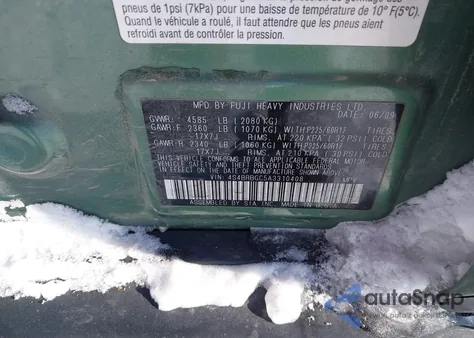 2010 Subaru Outback 2.5I Premium z USA, uszkodzony, nr VIN 4S4BRBGC5A3310408